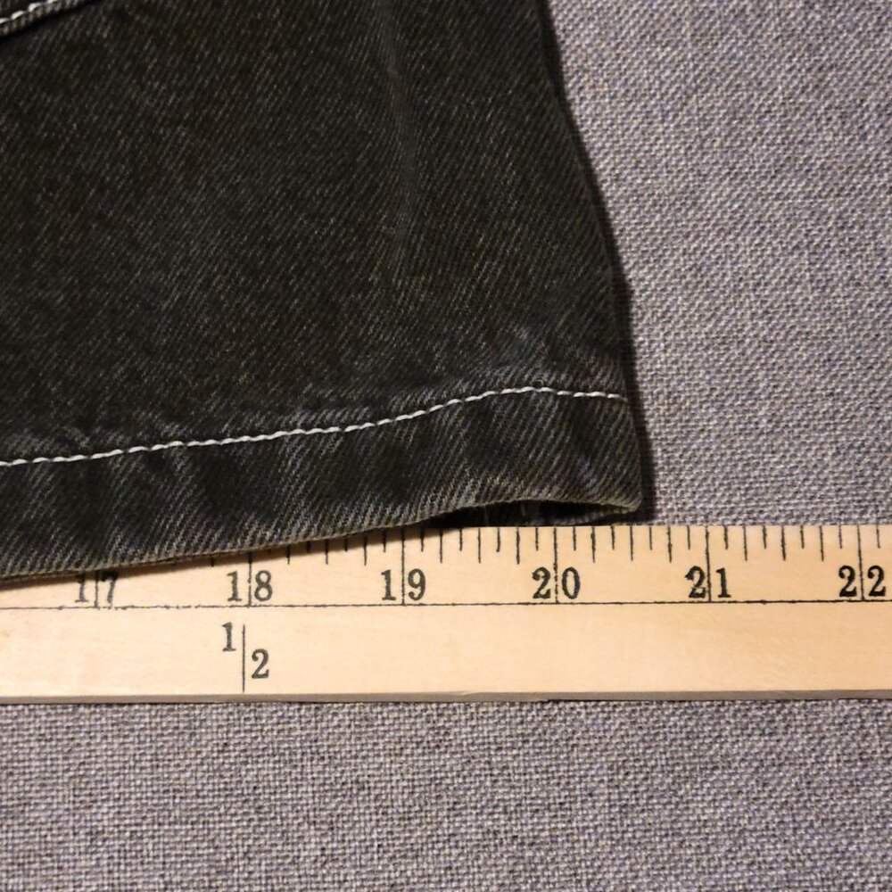 Levi’s Black Size 29 Denim Carpenter Mini Skirt Jean 100% Cotton Gray Distressed - Picture 11 of 12